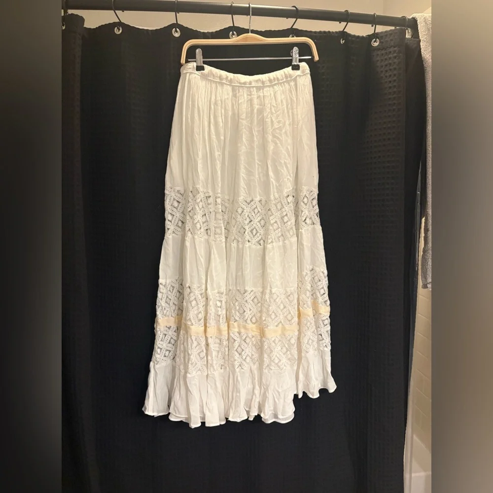 Free People Swept Away Maxi Skirt Small Color: Clean Ivory - Picture 6 of 6